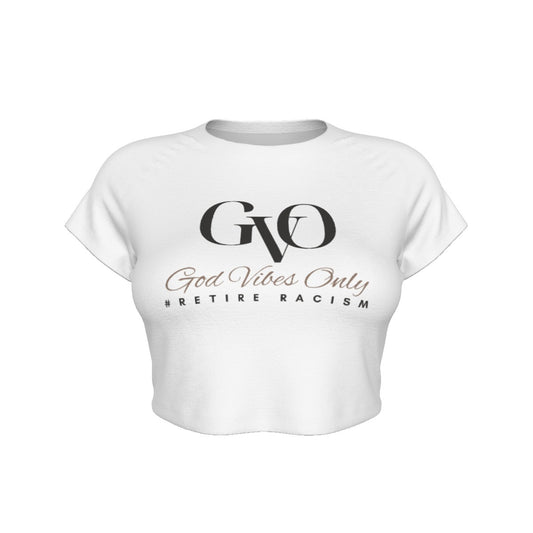 Baxx collection - GVO "God Vibes Only" Retire Racism (Women's Raglan Cropped T-shirt)