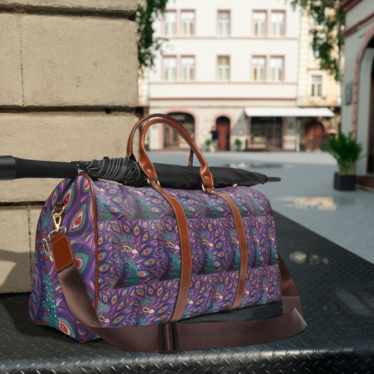Art_Purple Peacock Waterproof Travel Bag