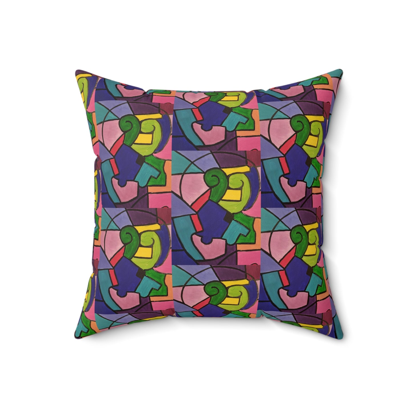 Art_Color Block Abstract Spun Polyester Square Pillow