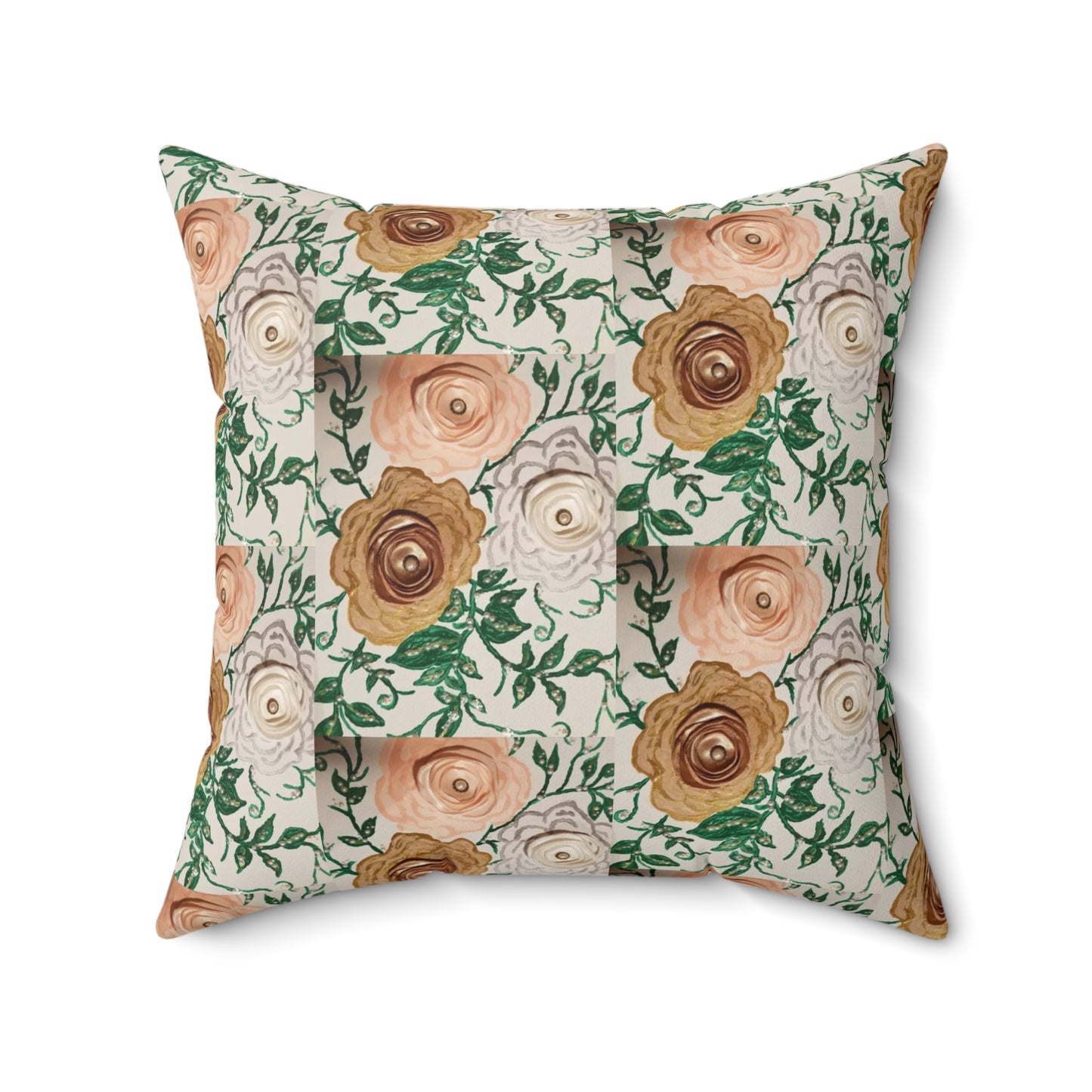 Art_3D Flowers Polyester Square Pillow