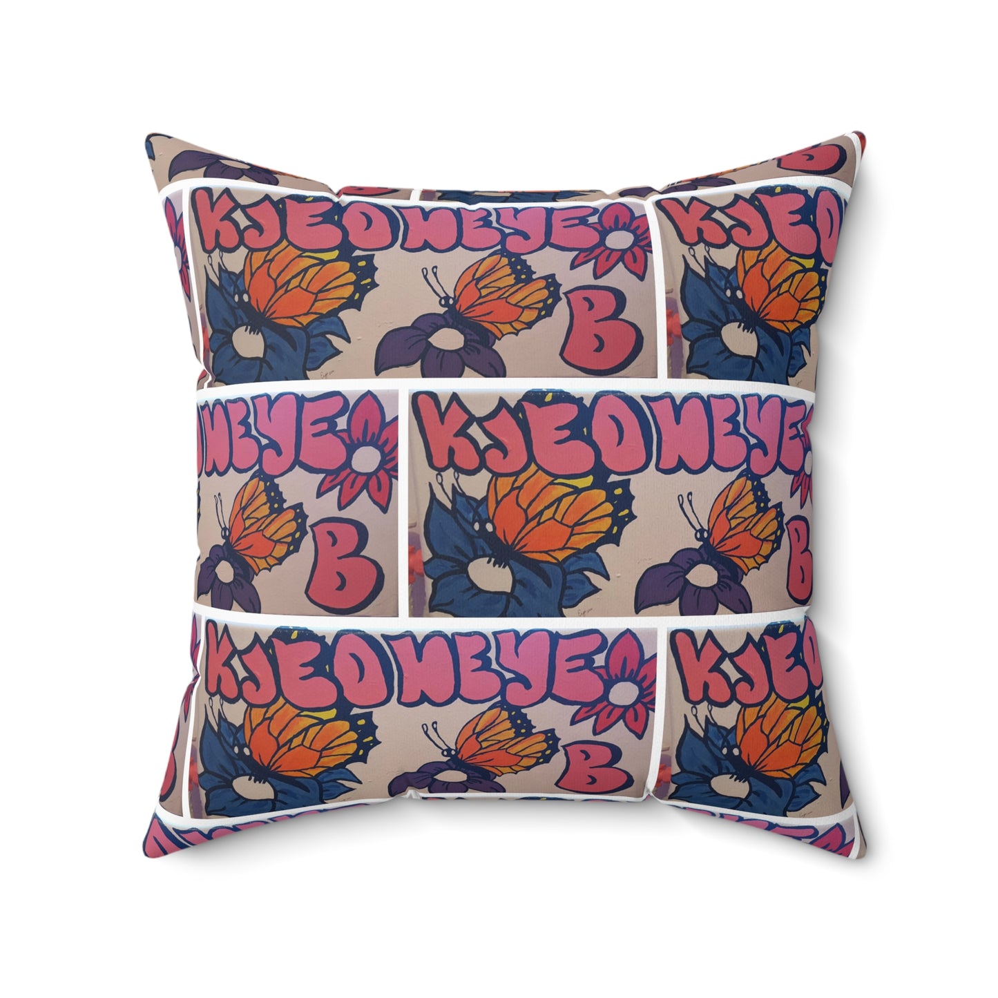 Graffiti Girl (Kjeoneye B)  Abstract Spun Polyester Square Pillow