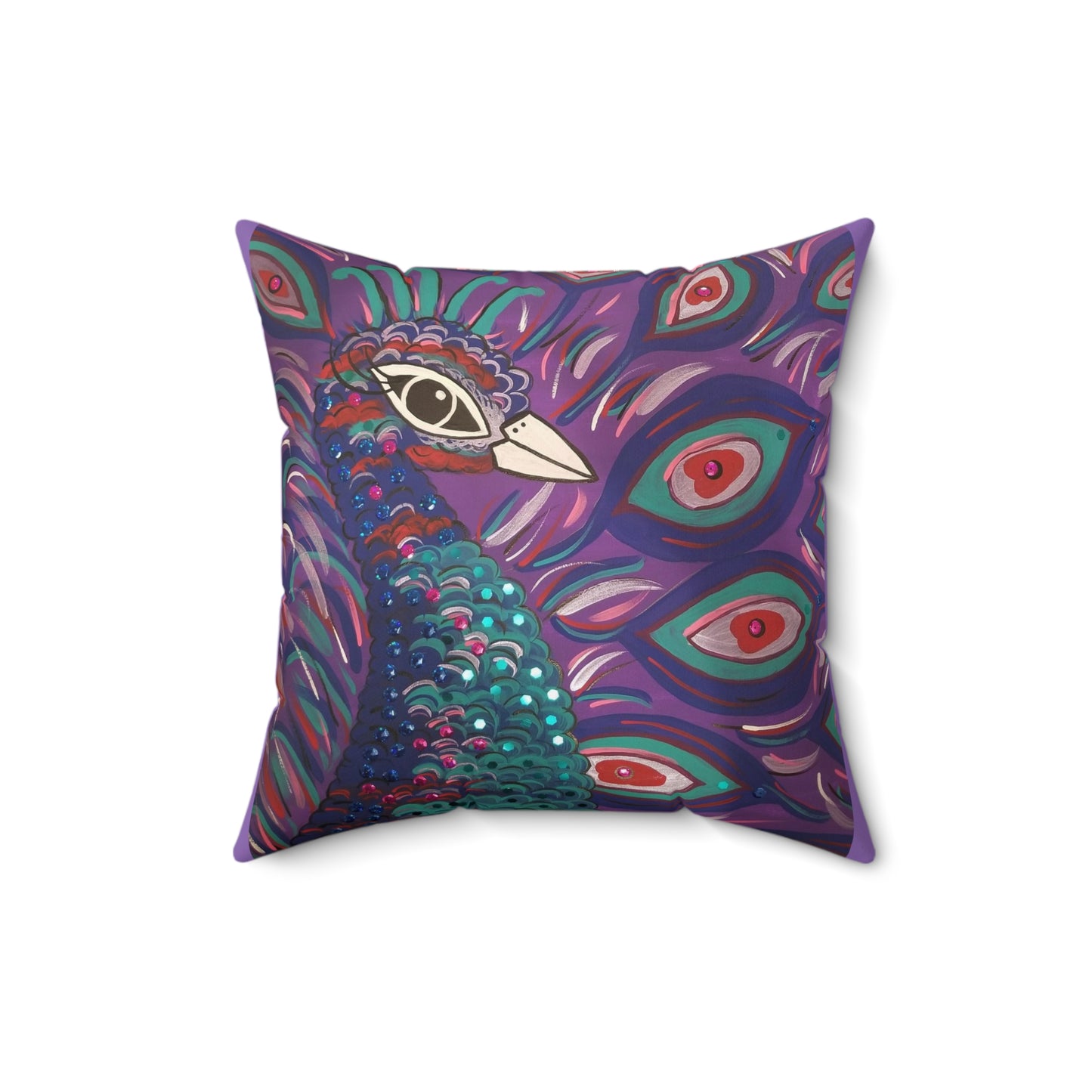 Art_Purple Peacock Spun Polyester Square Pillow