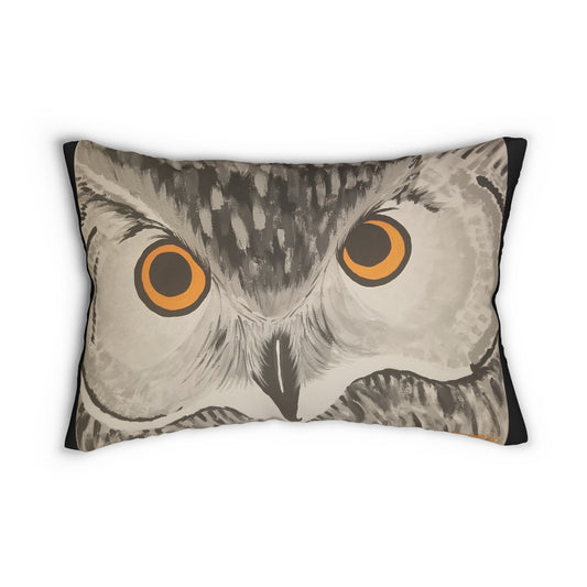 Owl Print Spun Polyester Lumbar Pillow