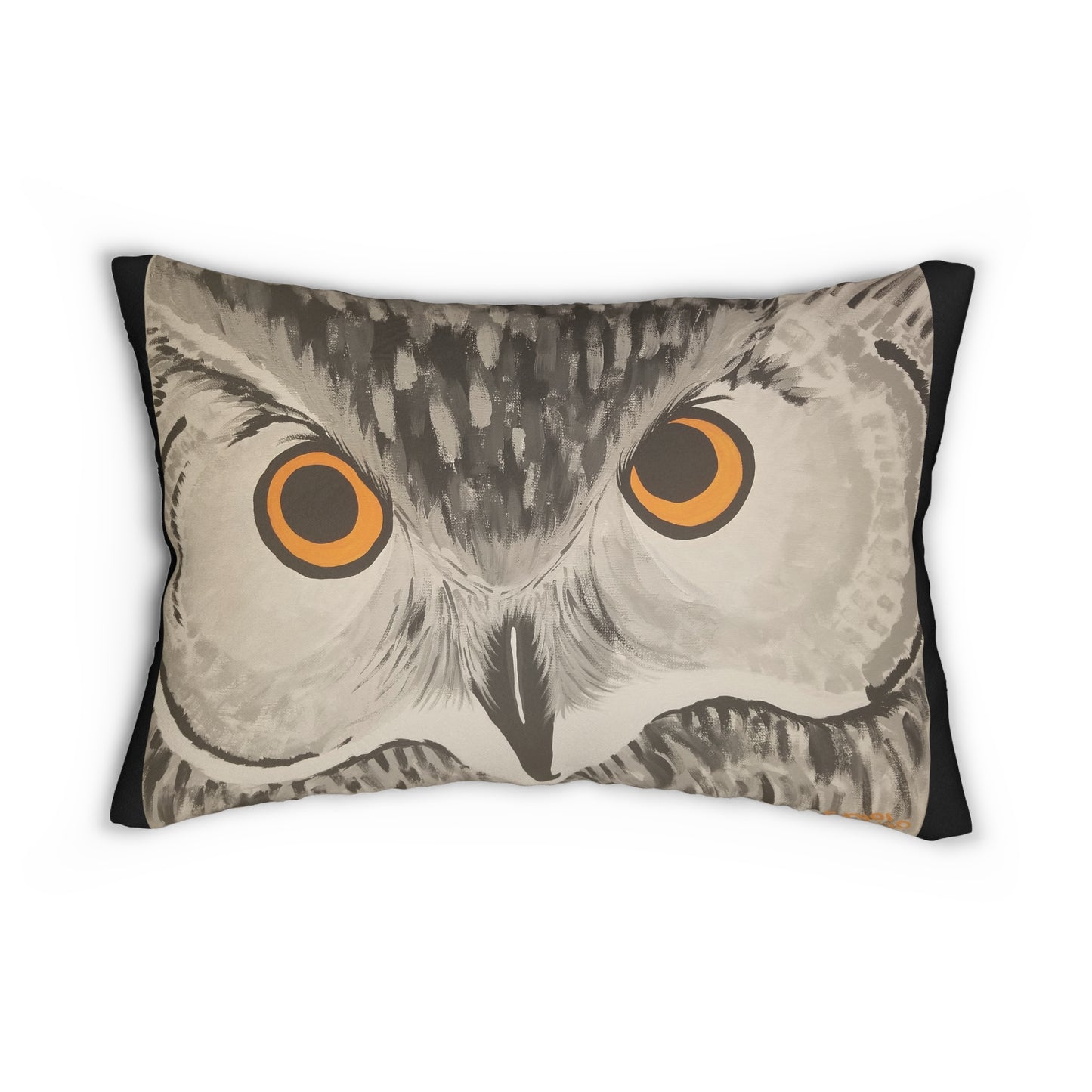 Owl Print Spun Polyester Lumbar Pillow