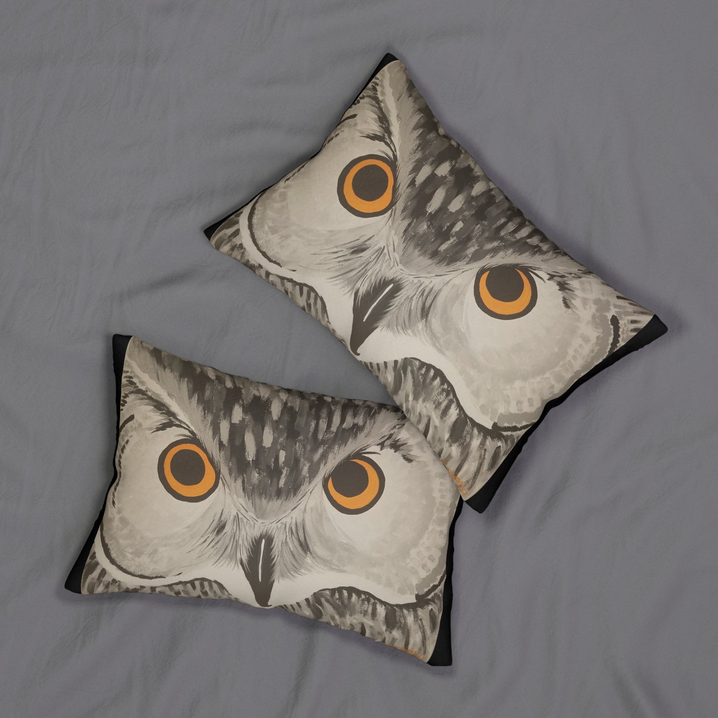 Owl Print Spun Polyester Lumbar Pillow