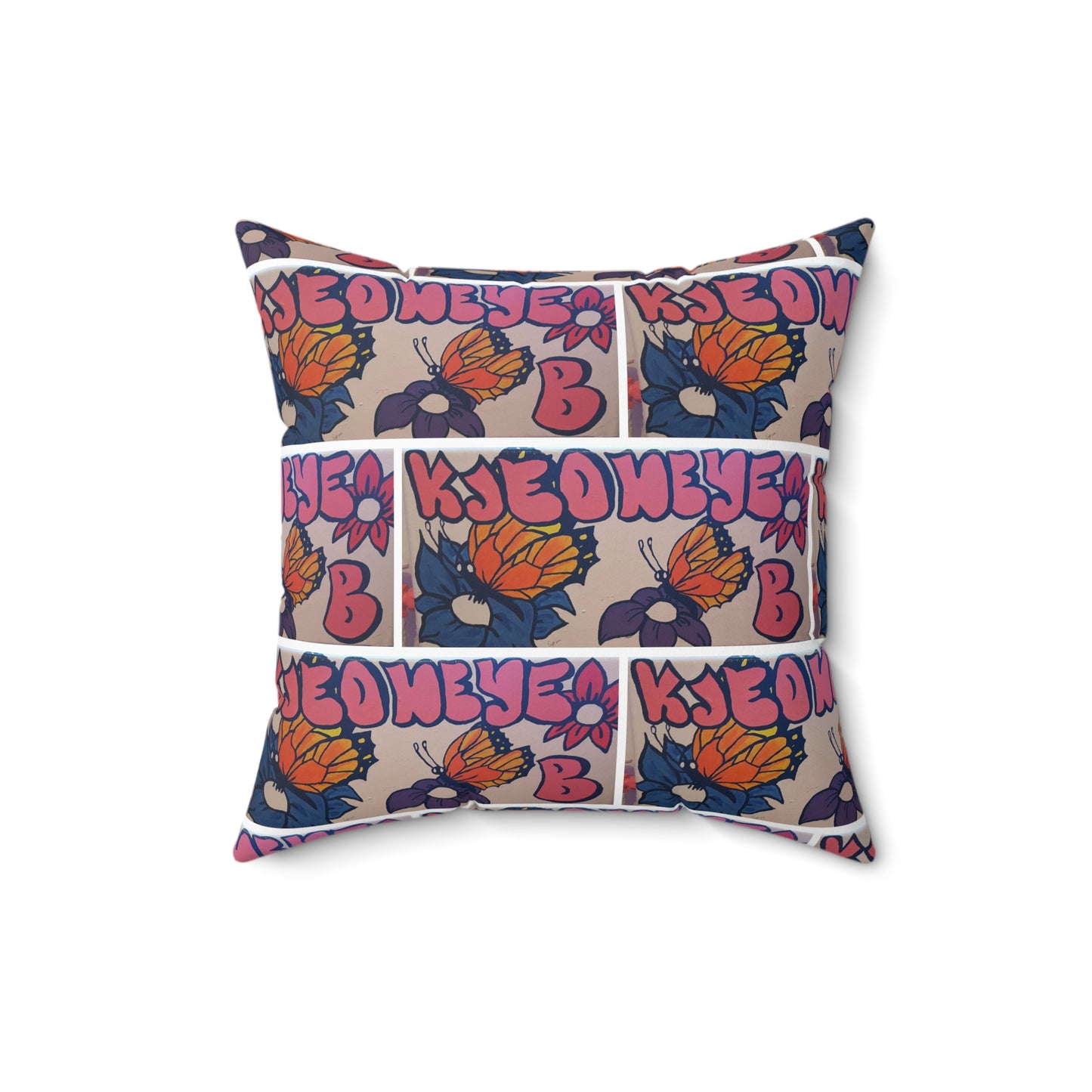 Graffiti Girl (Kjeoneye B)  Abstract Spun Polyester Square Pillow