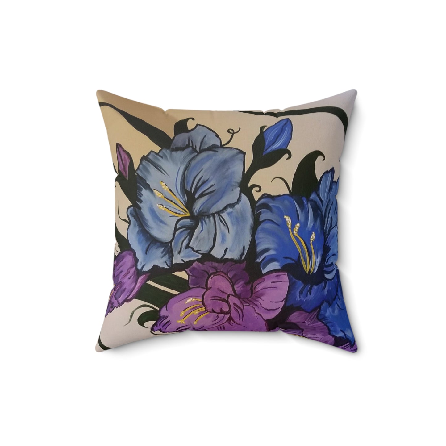 Floral Breeze Abstract Spun Polyester Square Pillow