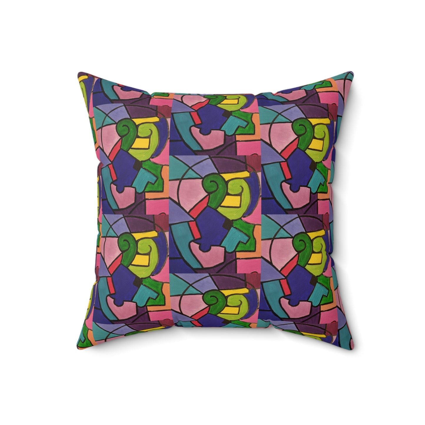 Art_Color Block Abstract Spun Polyester Square Pillow