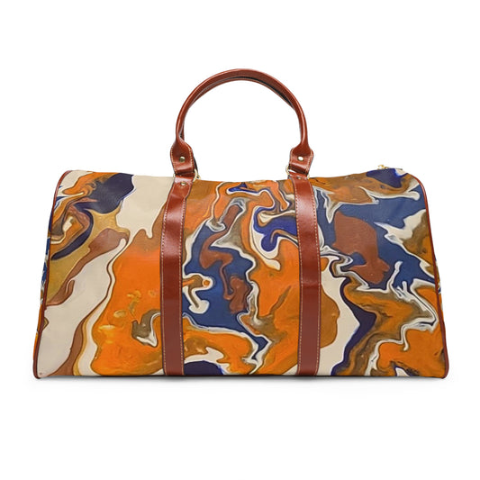 Orange & Blueberry Creme Abstract Waterproof Travel Bag