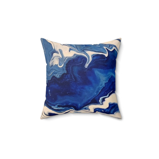 Deep Blue Abstract Spun Polyester Square Pillow