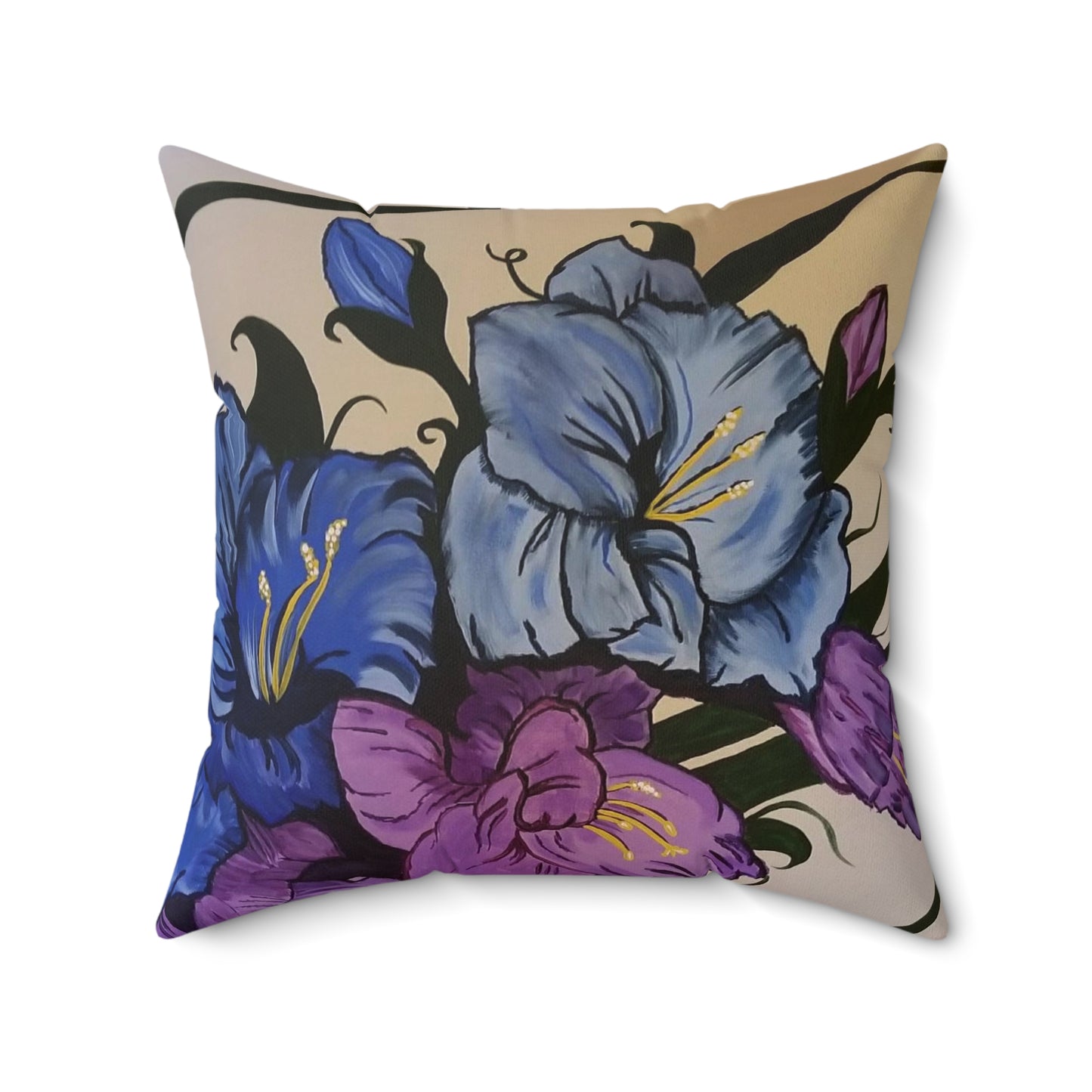 Floral Breeze Abstract Spun Polyester Square Pillow