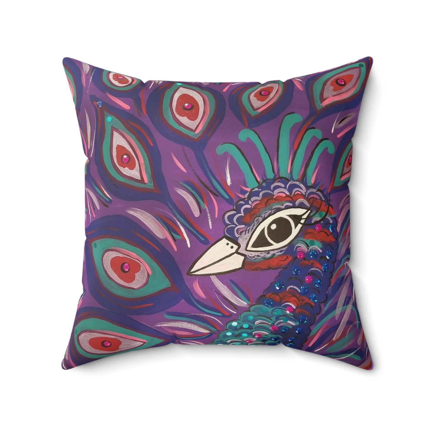 Art_Purple Peacock Spun Polyester Square Pillow