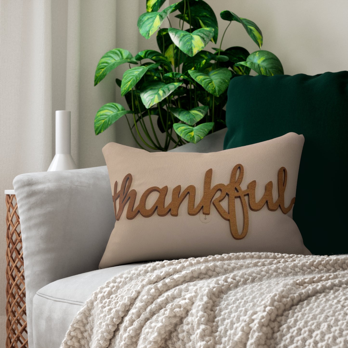 Thankful Polyester Lumbar Pillow