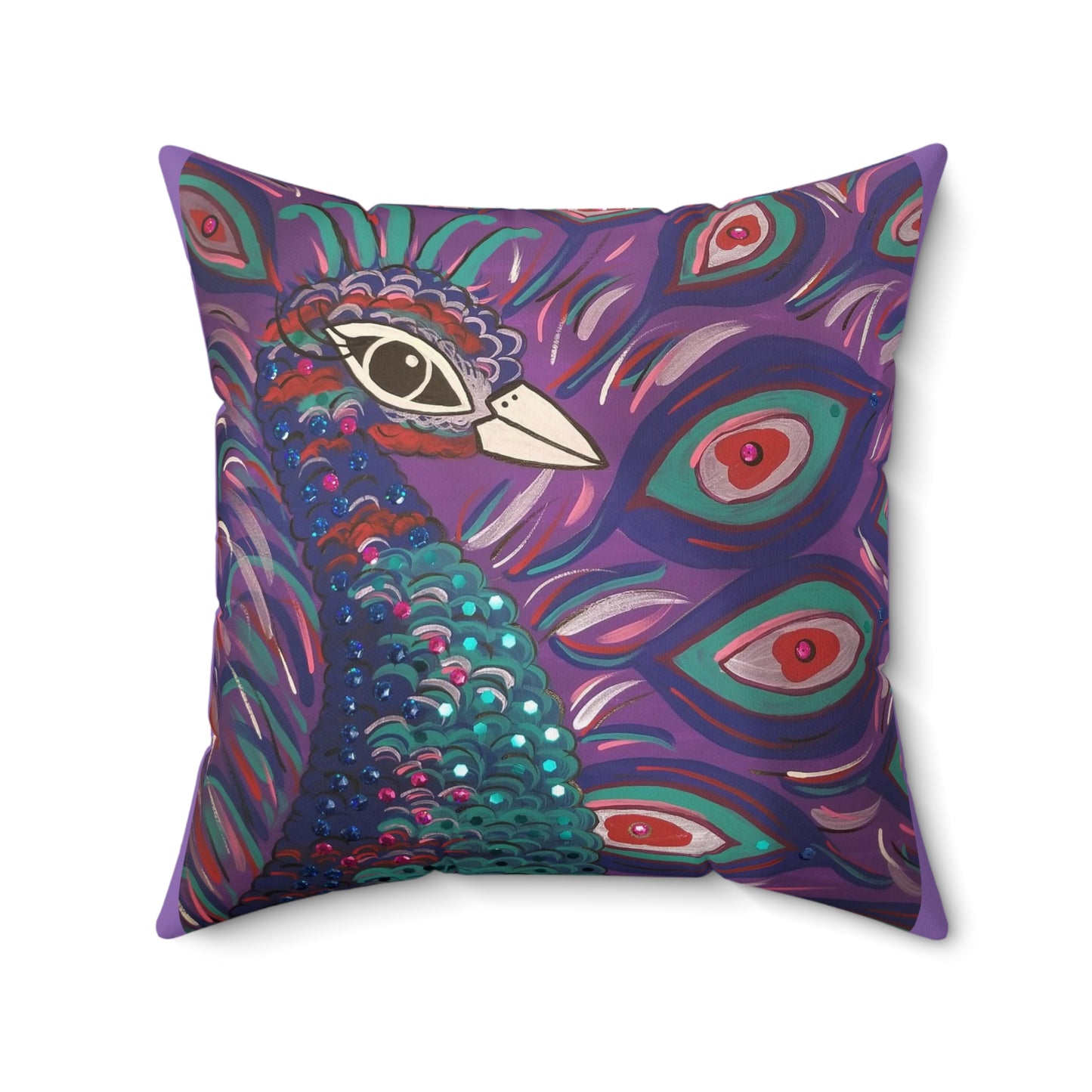 Art_Purple Peacock Spun Polyester Square Pillow