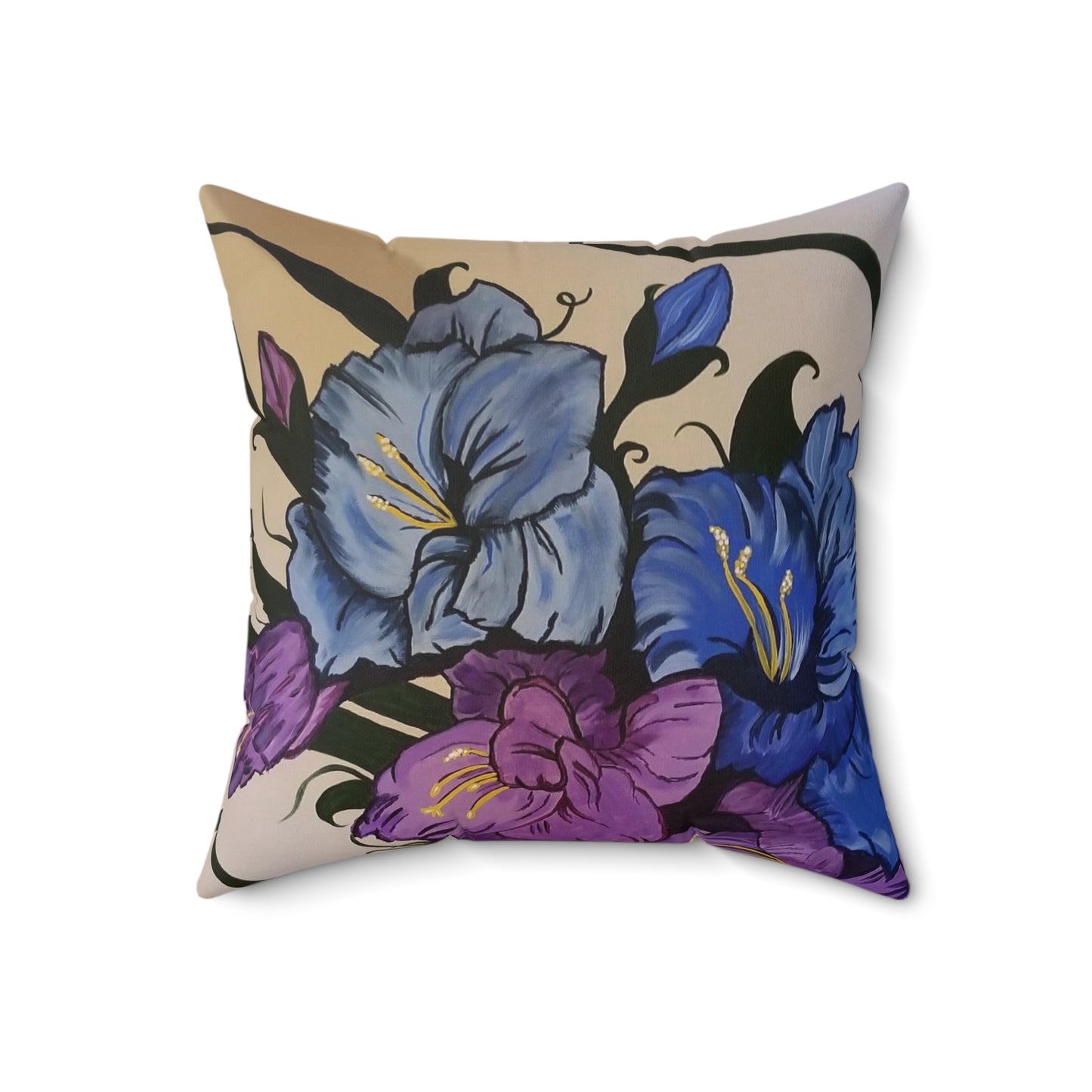 Floral Breeze Abstract Spun Polyester Square Pillow