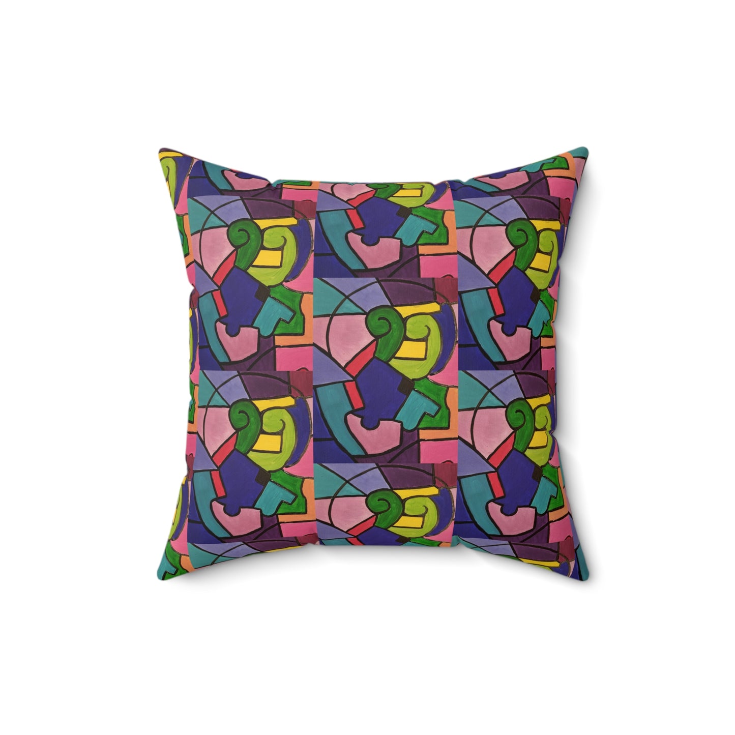 Art_Color Block Abstract Spun Polyester Square Pillow