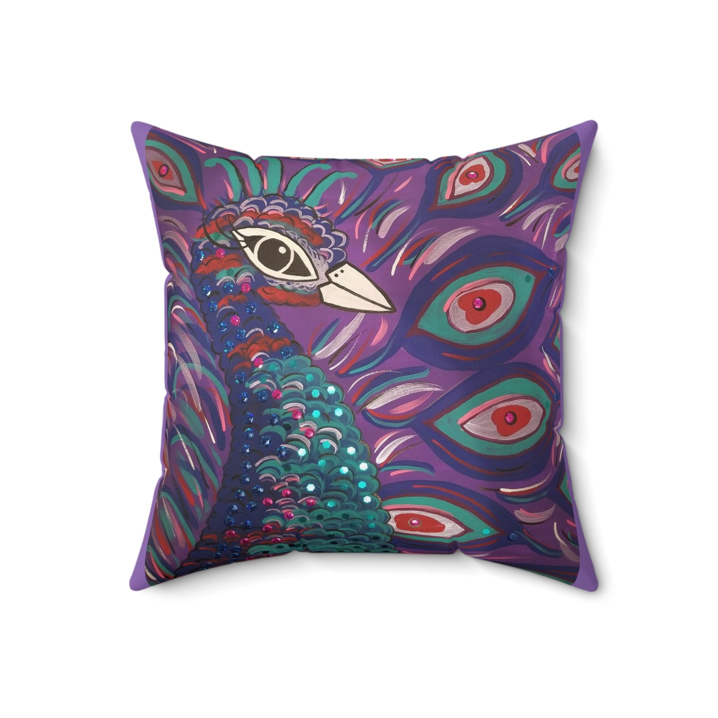 Art_Purple Peacock Spun Polyester Square Pillow