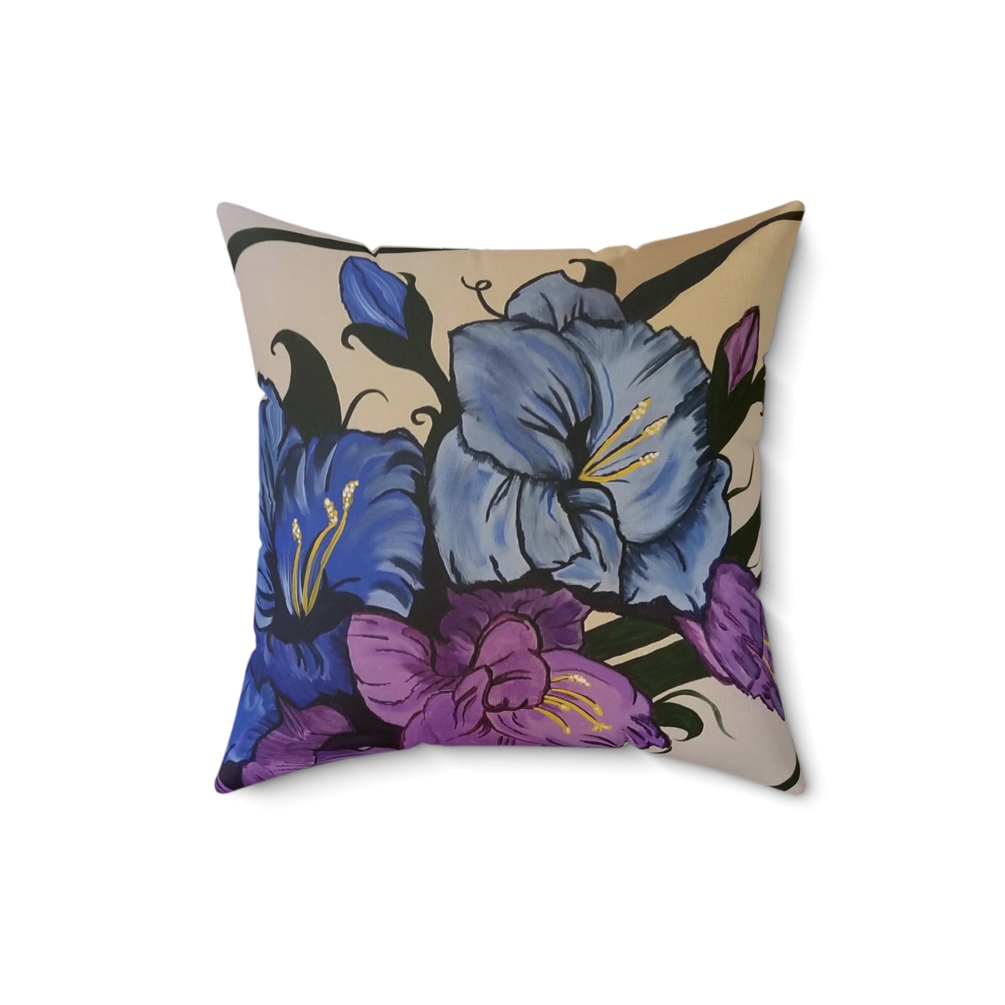 Floral Breeze Abstract Spun Polyester Square Pillow