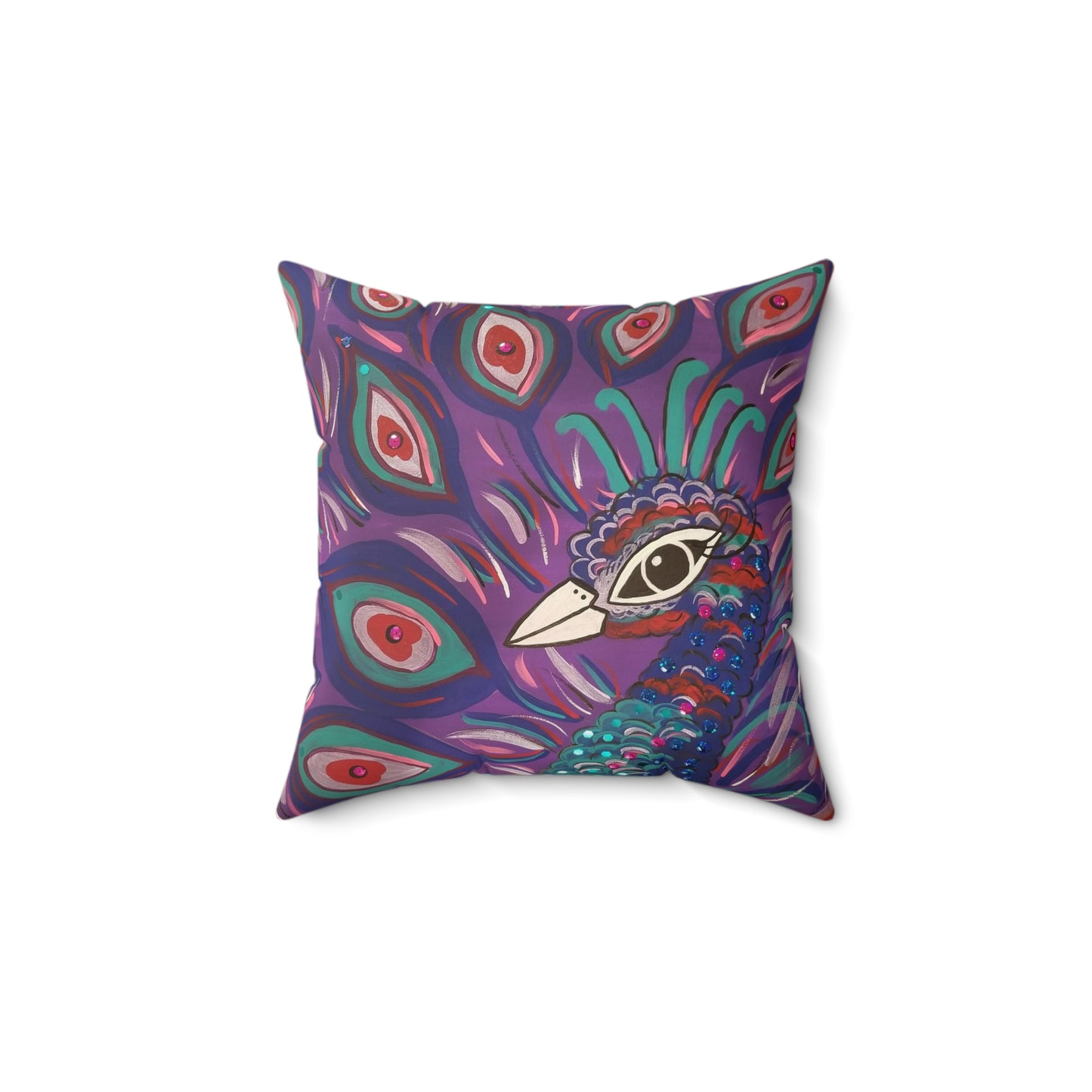 Art_Purple Peacock Spun Polyester Square Pillow