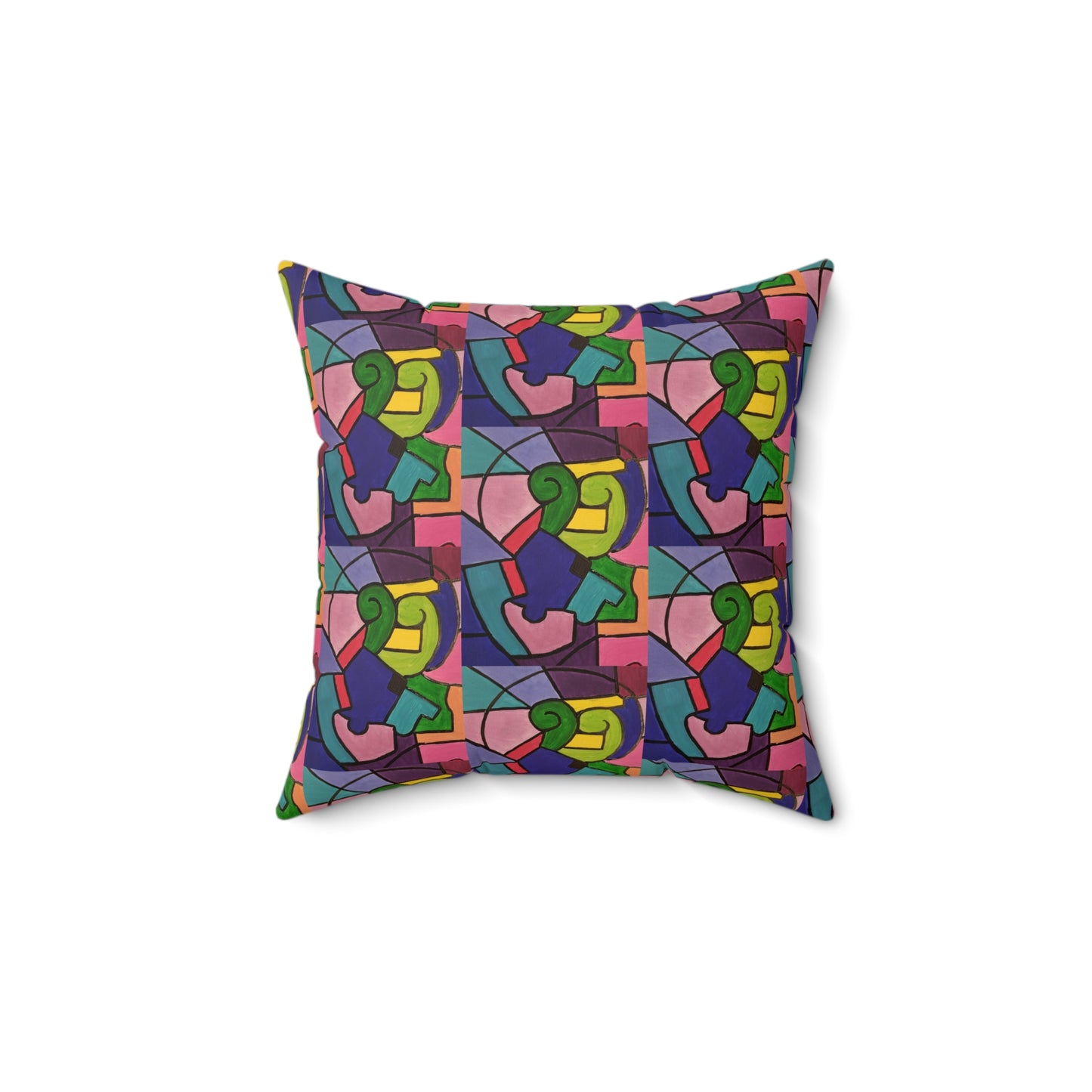 Art_Color Block Abstract Spun Polyester Square Pillow