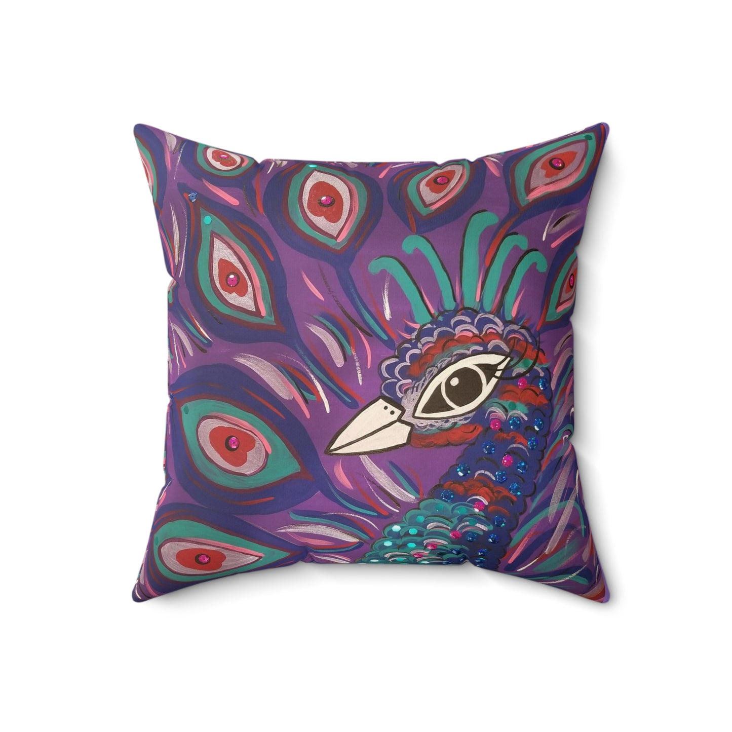 Art_Purple Peacock Spun Polyester Square Pillow