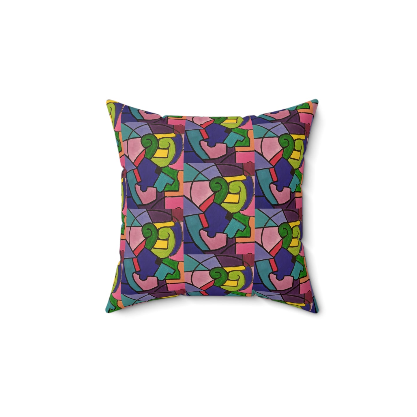 Art_Color Block Abstract Spun Polyester Square Pillow