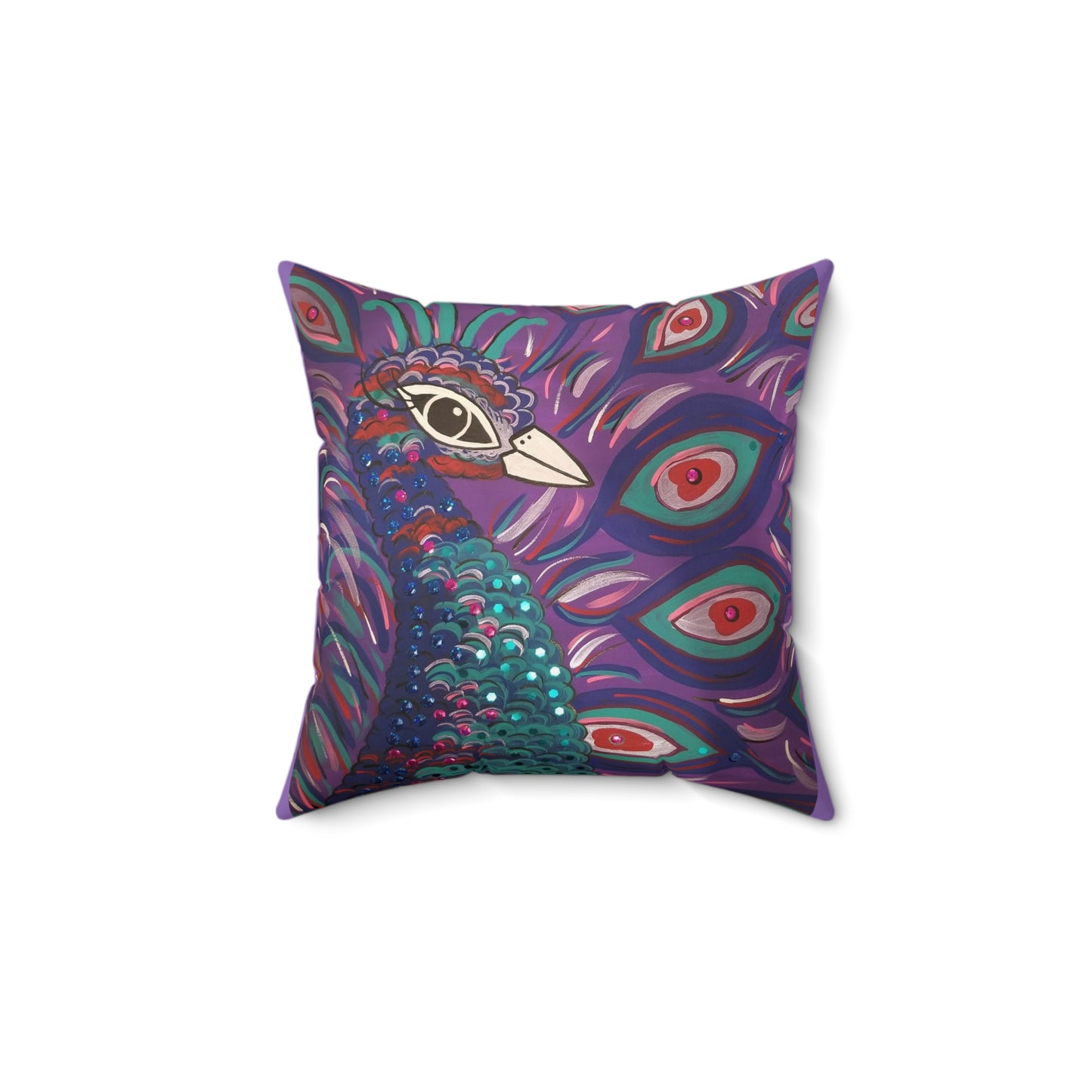 Art_Purple Peacock Spun Polyester Square Pillow