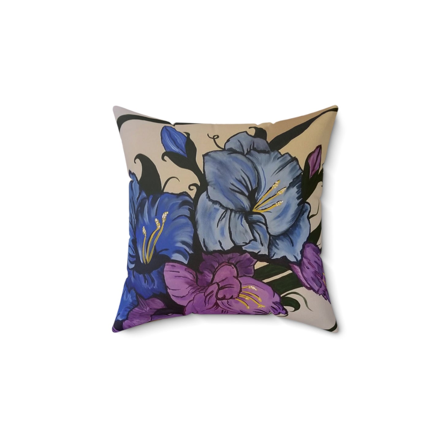 Floral Breeze Abstract Spun Polyester Square Pillow