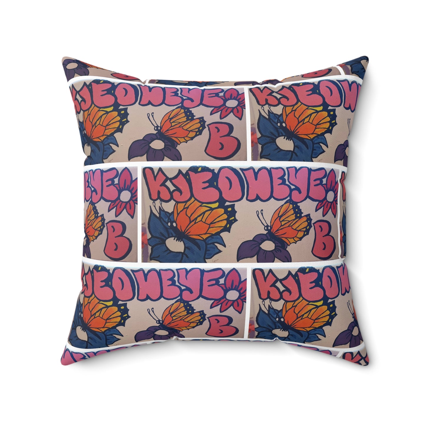 Graffiti Girl (Kjeoneye B)  Abstract Spun Polyester Square Pillow