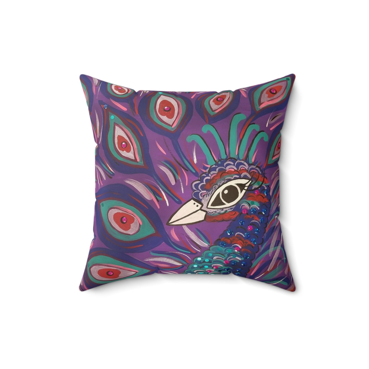 Art_Purple Peacock Spun Polyester Square Pillow