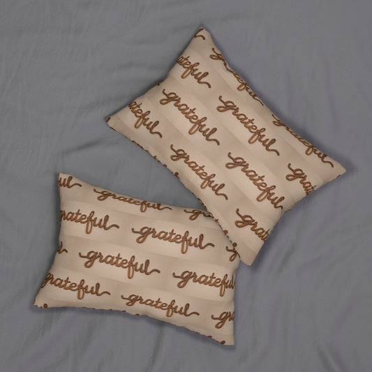 Grateful Pattern Polyester Lumbar Pillow