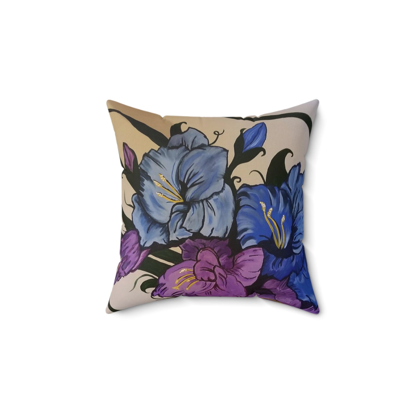 Floral Breeze Abstract Spun Polyester Square Pillow