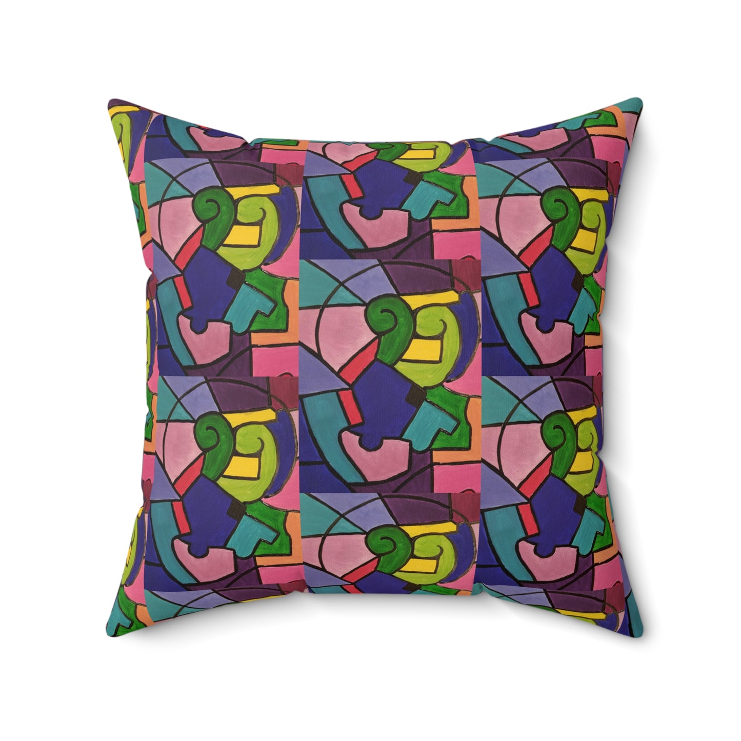 Art_Color Block Abstract Spun Polyester Square Pillow