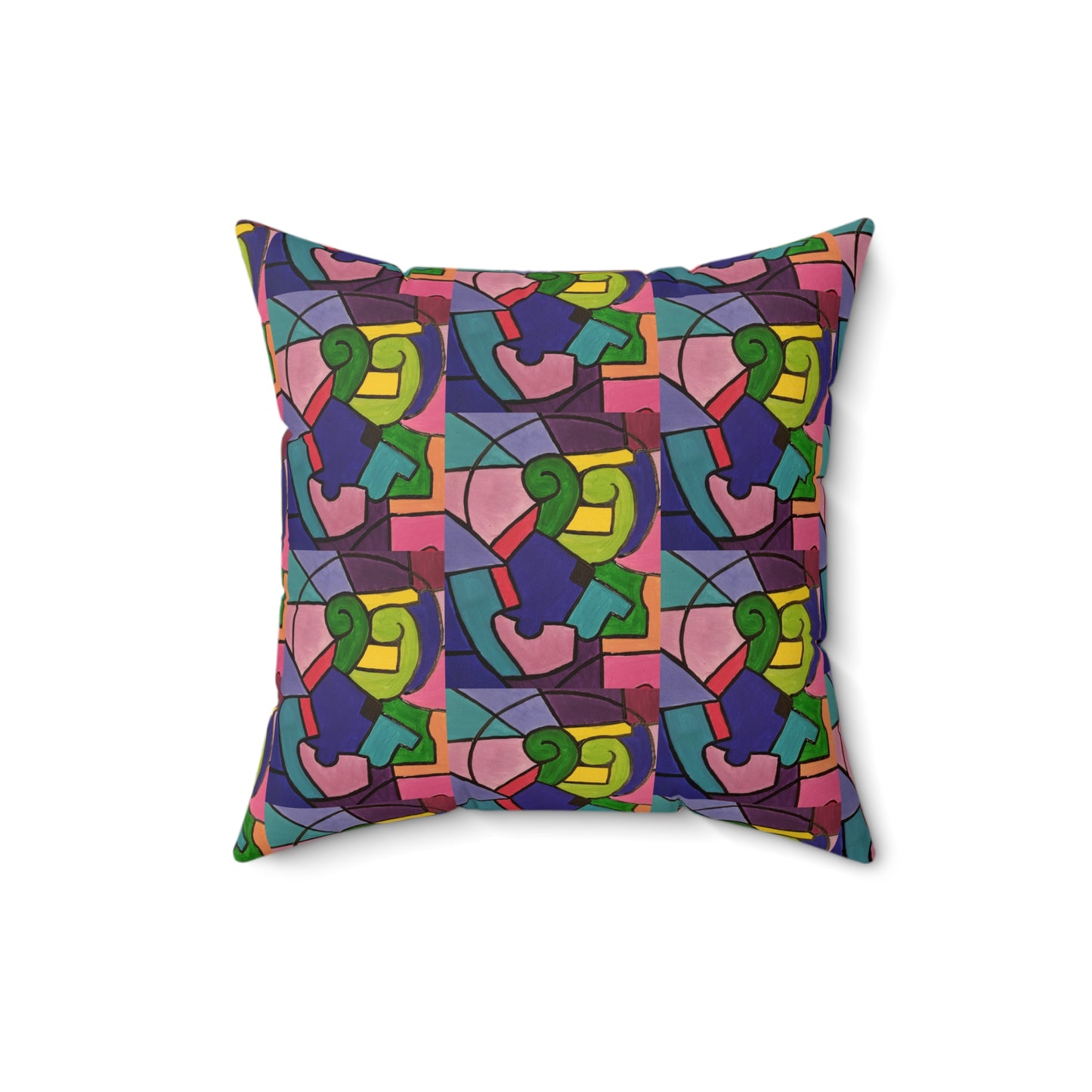 Art_Color Block Abstract Spun Polyester Square Pillow