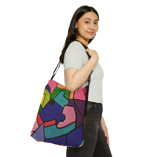 Art_Color Block Abstract Adjustable Tote Bag (AOP)