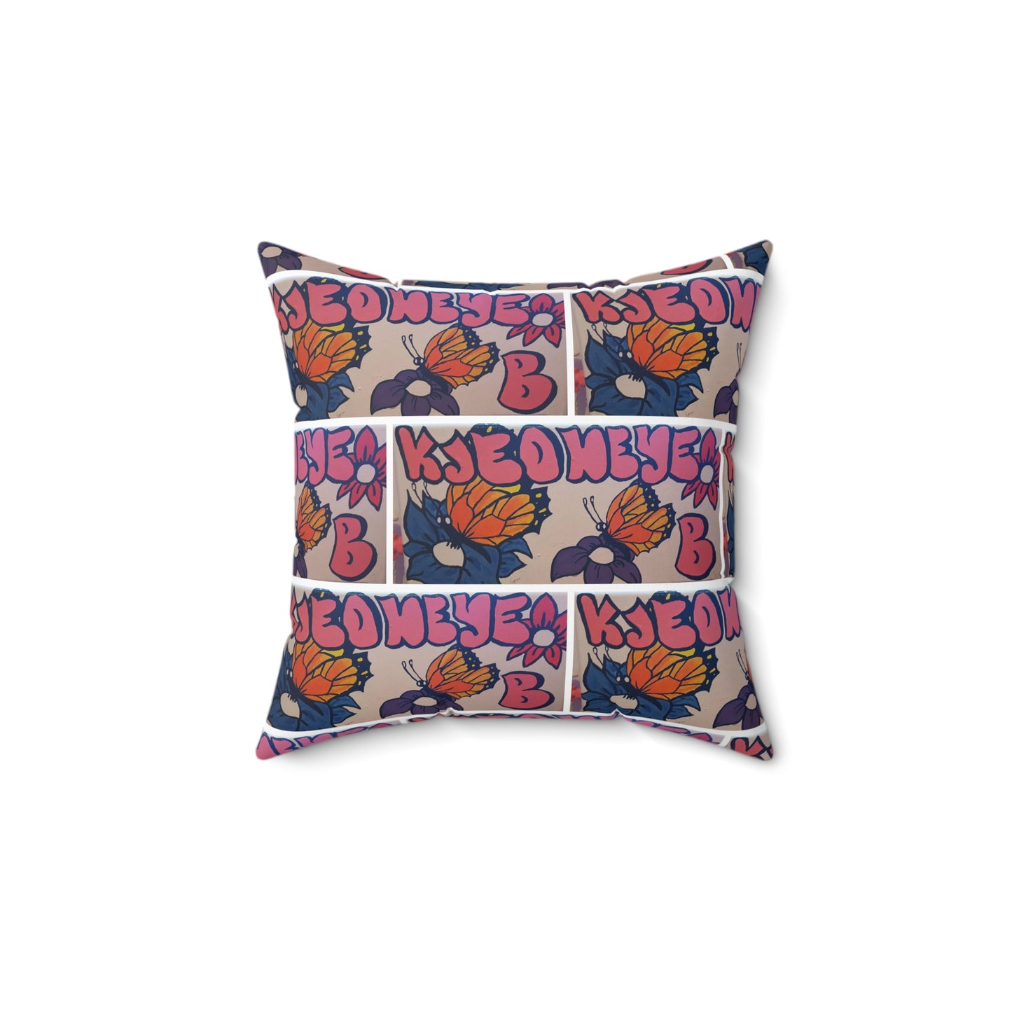 Graffiti Girl (Kjeoneye B)  Abstract Spun Polyester Square Pillow