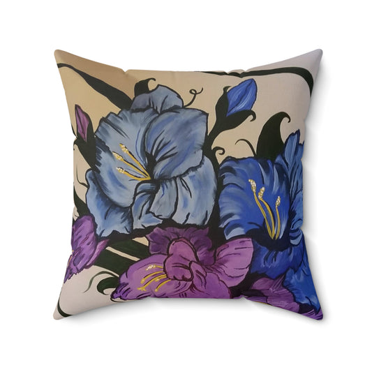 Floral Breeze Abstract Spun Polyester Square Pillow