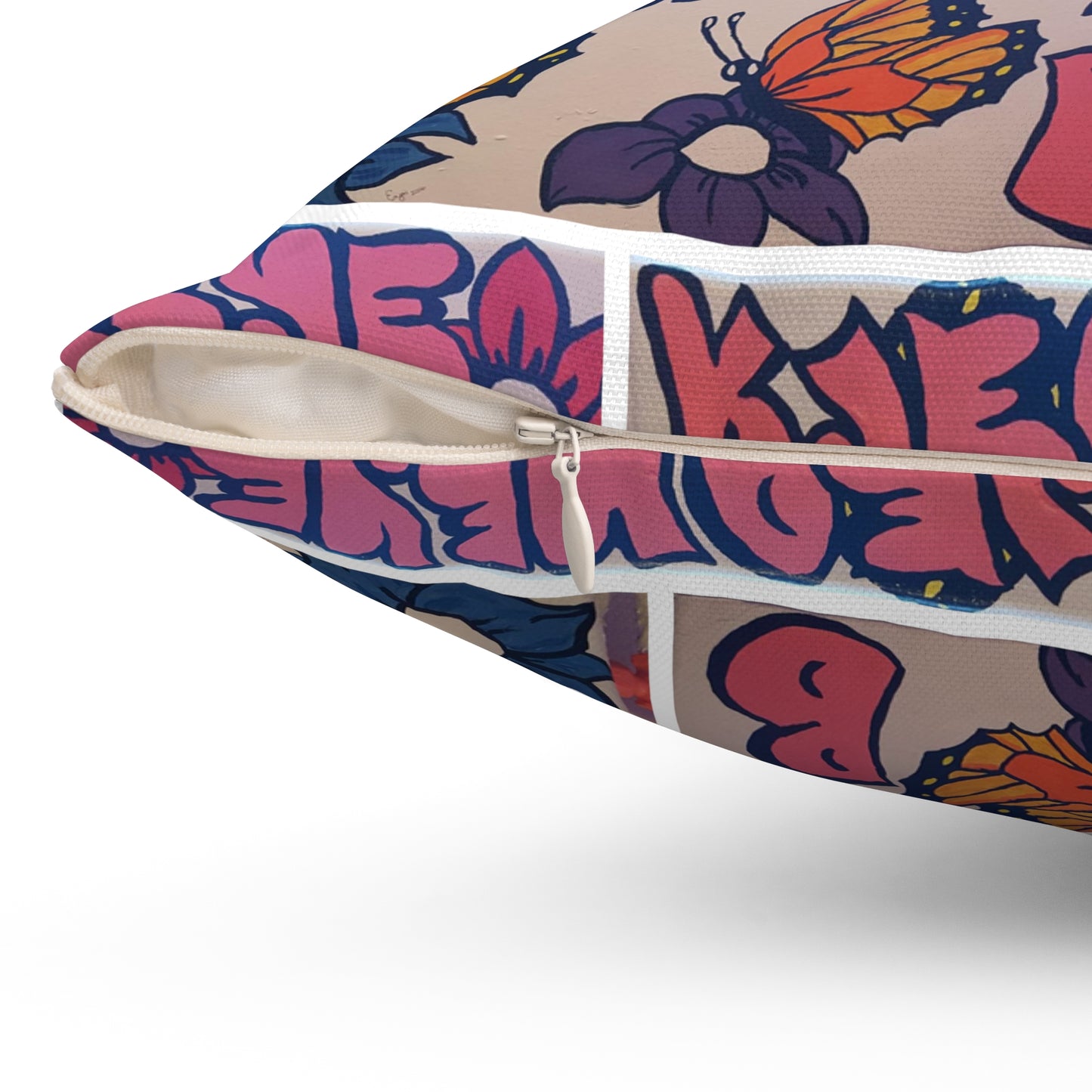 Graffiti Girl (Kjeoneye B)  Abstract Spun Polyester Square Pillow