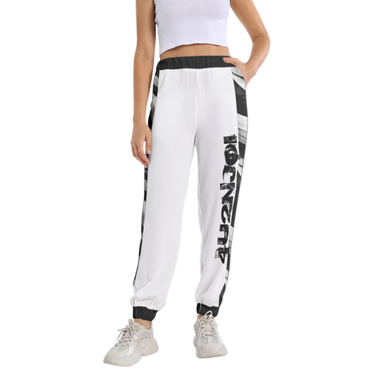Black & White 4U2NJOI Logo Elastic Waist Tapered Sweatpant