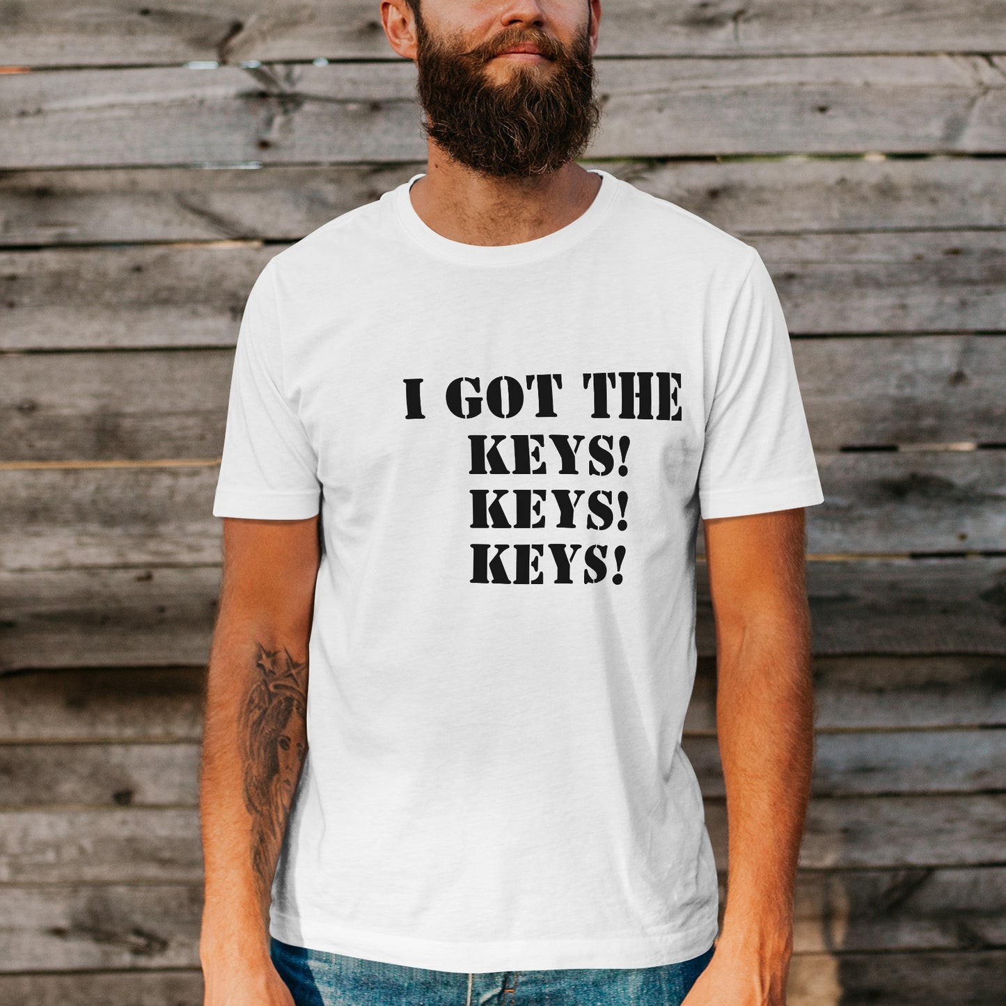 i GOT THE KEYS! - Unisex Short Sleeve Crew Neck Cotton Jersey T-Shirt