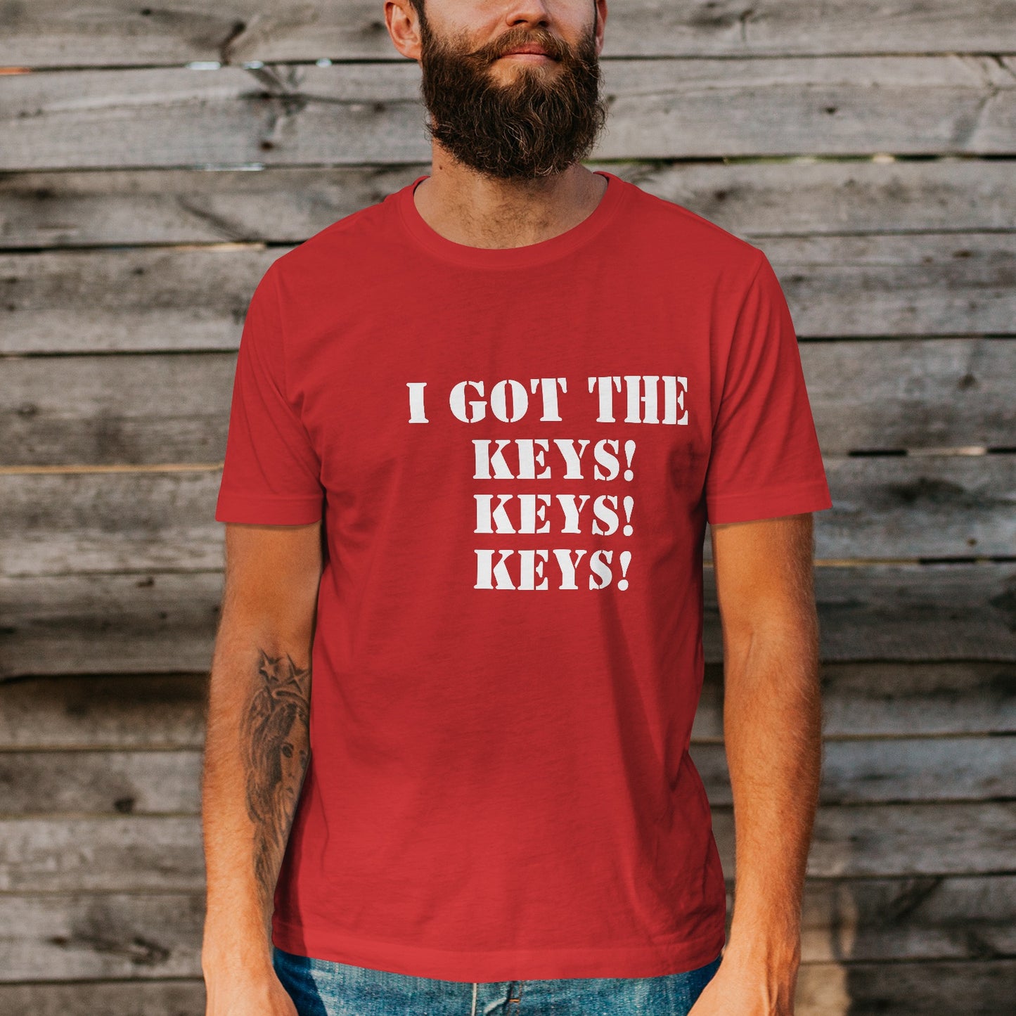 i GOT THE KEYS! - Unisex Short Sleeve Crew Neck Cotton Jersey T-Shirt