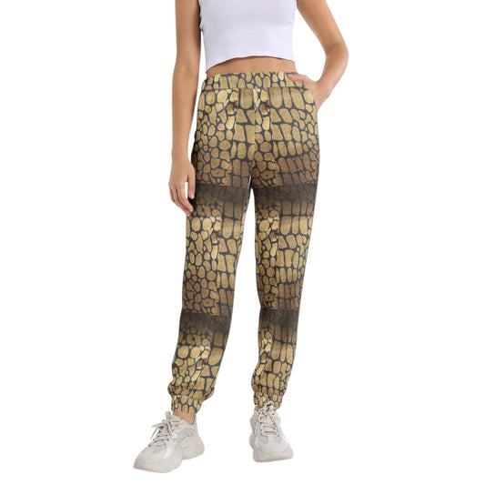 Golden Leopard Elastic Waist Tapered Sweatpant