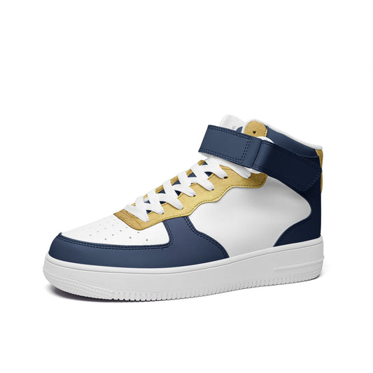 Dark Blue & Gold 4|U Classics Unisex high Top Leather Sneakers