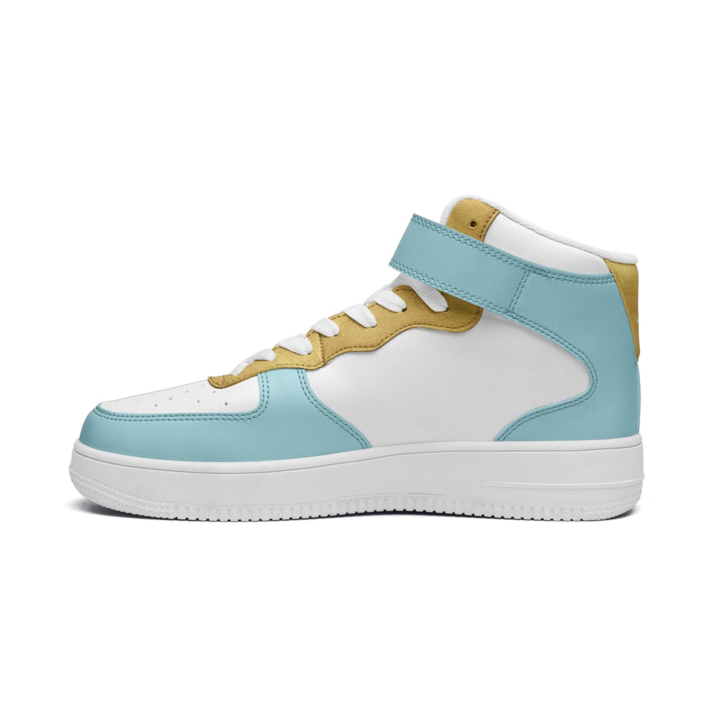 Light Blue & Gold 4|U Classics Unisex high Top Leather Sneakers