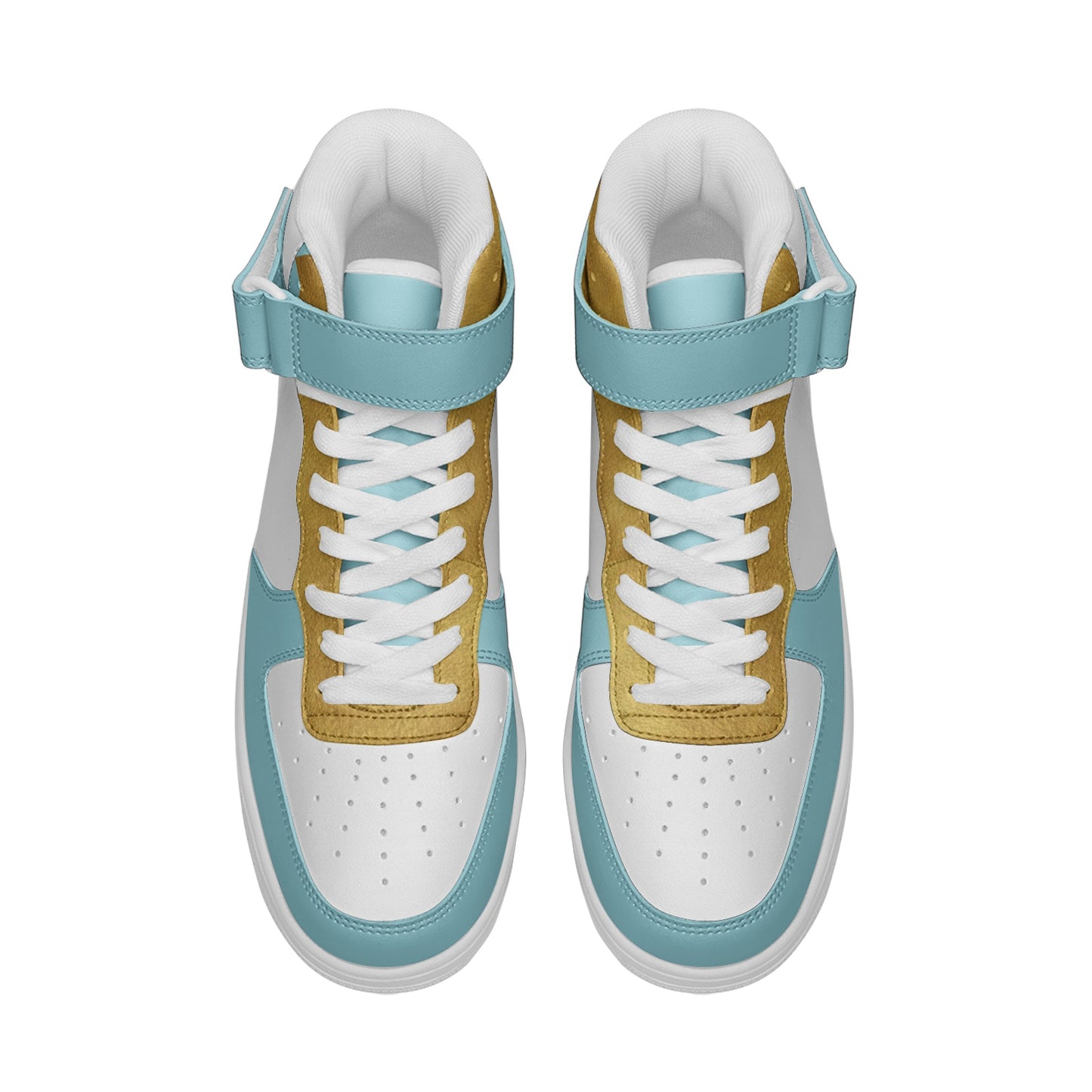 Light Blue & Gold 4|U Classics Unisex high Top Leather Sneakers