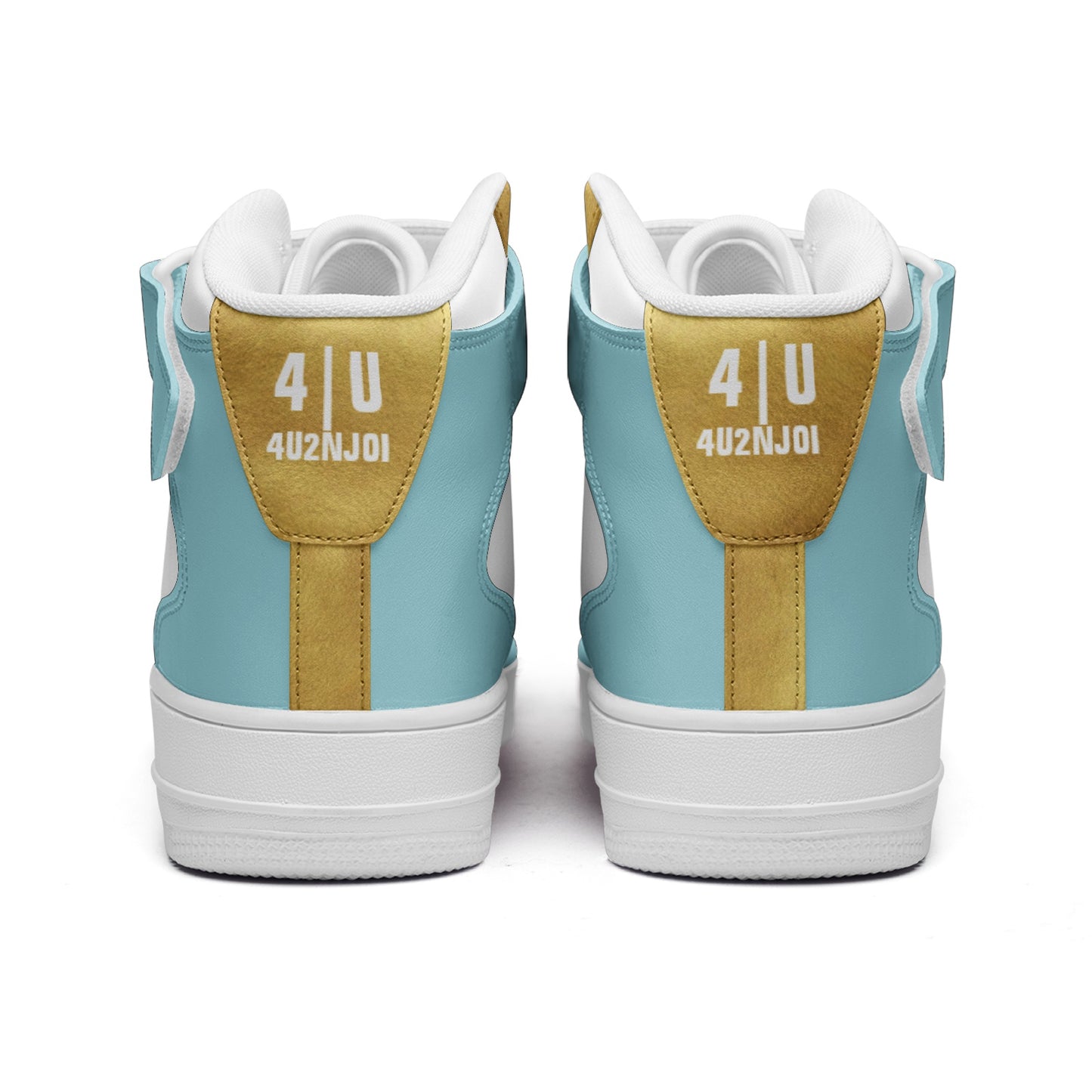 Light Blue & Gold 4|U Classics Unisex high Top Leather Sneakers