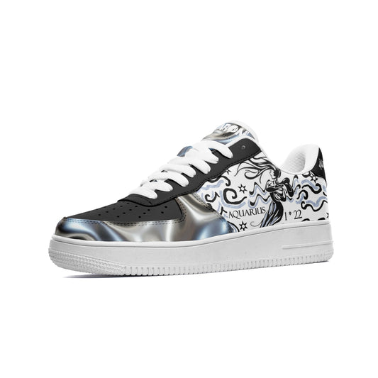 AQUARIUS ZODIAC Unisex Low Top Leather Sneakers